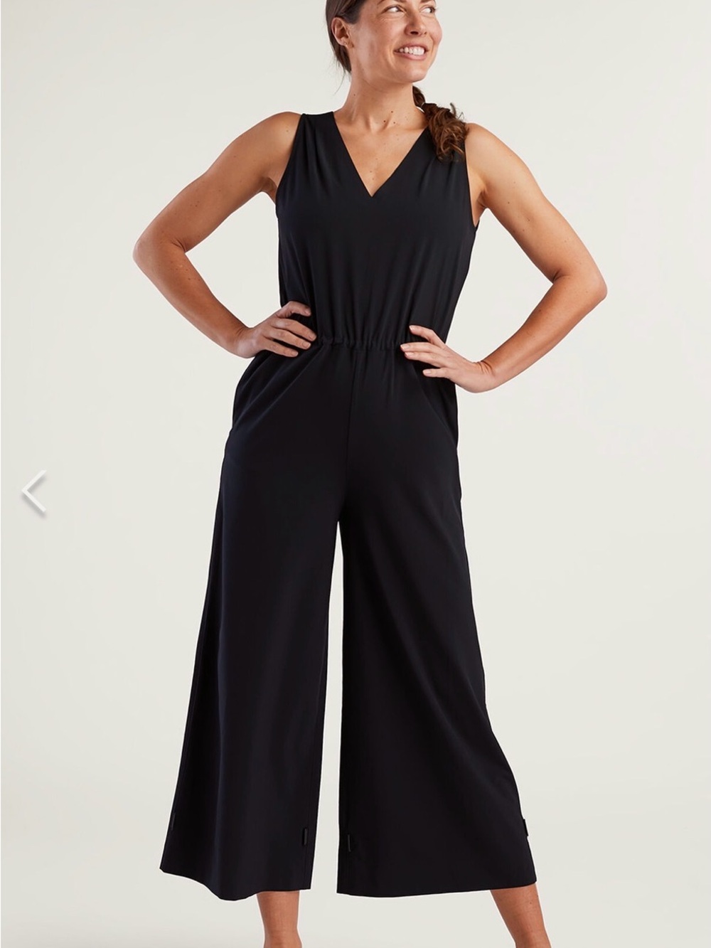Title Nine Black Sleeveless V-Neck Wide-Leg Jumpsuit (Getaway Jumpsuit) NWT
